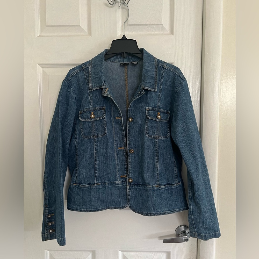 Erika Vintage 2000s Y2k Jean Jacket with Rhinestone Bling